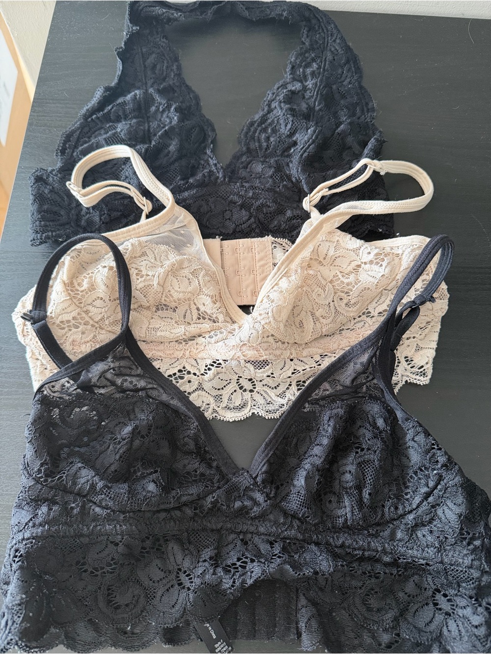 Bundle of (3) lace bralettes